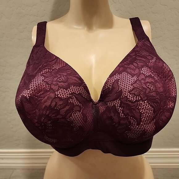 Cacique Lightly Lined Full Coverage Bra 40F Pink Underwire - Picture 1 of 4